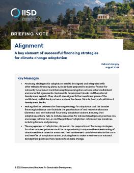 Alignment: A key element of successful financing strategies for climate change adaptation brief cover showing mustard plantations near to Nagarkot, Nepal.